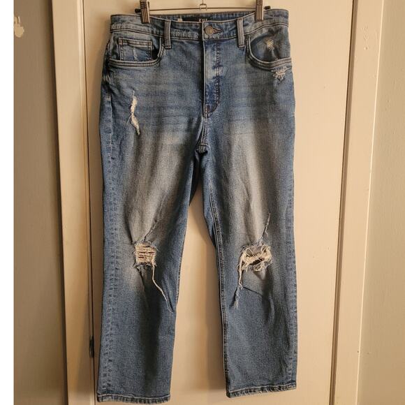 Kut From The Kloth Rachael Fab Ab Mom Jean High Rise Sz 10 Light Wash Distressed - Picture 1 of 11